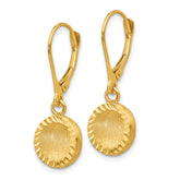 14K Gold Diamond-Cut Leverback Earrings with Brushed Finish